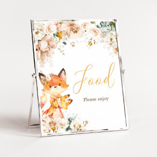 Woodland Floral Fox Baby shower Eten Poster