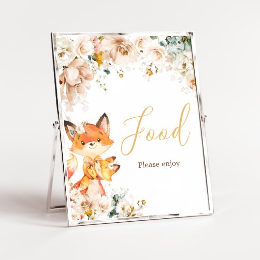 Woodland Floral Fox Baby shower Eten Poster