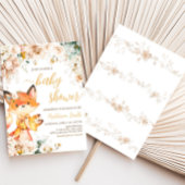 Woodland Floral Fox Baby shower Kaart