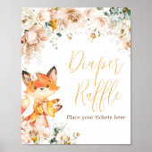 Woodland Floral Fox Baby shower Luier Raffle Poster (Voorkant)