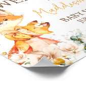 Woodland Floral Fox Baby shower Welkom Poster (Hoek)