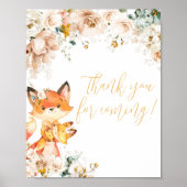 Woodland Floral Fox Bedankt voor je komst Poster (Voorkant)