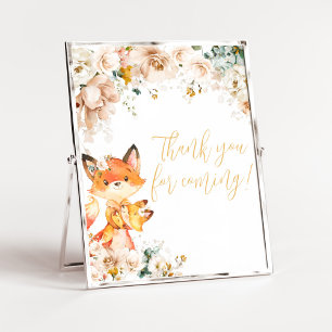 Woodland Floral Fox Bedankt voor je komst Poster