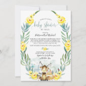 Woodland Floral Greenery Baby shower per post invi Kaart (Voorkant)