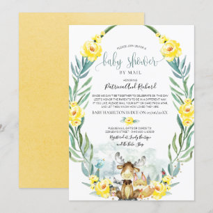Woodland Floral Greenery Baby shower per post invi Kaart