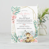 Woodland Floral Greenery Baby shower per post Kaart (Staand voorkant)
