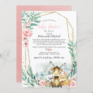 Woodland Floral Greenery Baby shower per post Kaart
