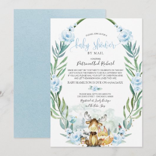 Woodland Floral Greenery Baby shower per post Kaart (Voorkant / Achterkant)