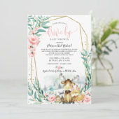 Woodland Floral Greenery Drive bij Baby shower Kaart (Staand voorkant)