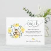 Woodland Floral Greenery Drive bij Baby shower Kaart (Staand voorkant)