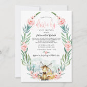 Woodland Floral Greenery Drive bij Baby shower Kaart (Voorkant)