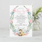 Woodland Floral Greenery Drive bij Baby shower Kaart (Staand voorkant)