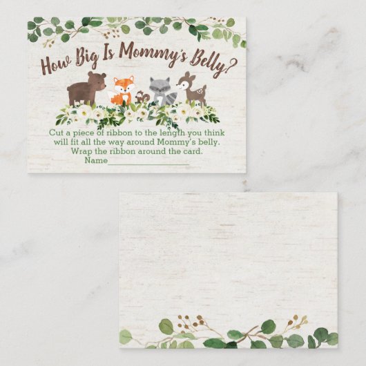 Woodland Floral Hoe groot is mama's buik spel Plaatskaartje (Voorkant / Achterkant)