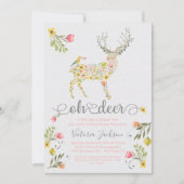 Woodland Floral Oh Deer Baby shower Uitnodiging (Voorkant)