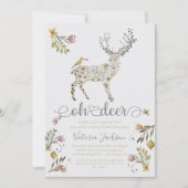 Woodland Floral Oh Deer Baby shower Uitnodiging (Voorkant)