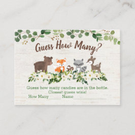 Woodland Floral raden hoeveel Baby shower spel Plaatskaartje