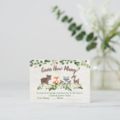Woodland Floral raden hoeveel Baby shower spel Plaatskaartje (Staand voorkant)