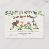 Woodland Floral raden hoeveel Baby shower spel Plaatskaartje (Voorkant)