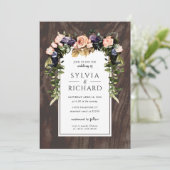 Woodland Floral Wedding Invitation Kaart (Staand voorkant)