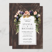 Woodland Floral Wedding Invitation Kaart (Voorkant / Achterkant)