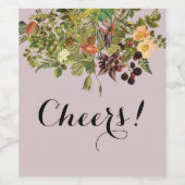 Woodland Floral Wijnlabel met Blush Wijn Etiket (Enkel label)
