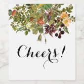 Woodland Floral Wine Label Wijn Etiket (Enkel label)
