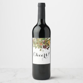 Woodland Floral Wine Label Wijn Etiket