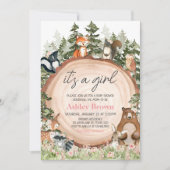 Woodland Floral Wood Slice Baby shower Kaart (Voorkant)