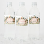 Woodland Floral Wood Slice Baby shower Waterfles Etiket (Flessen)