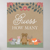 Woodland Florals Baby shower raad eens hoeveel spe Poster (Voorkant)
