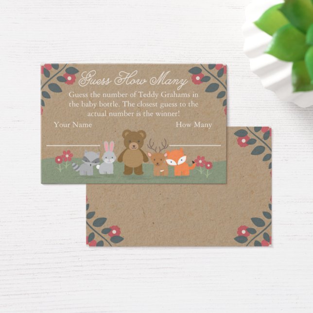 Woodland Florals Baby shower Raad hoeveel Kaart (Bureau)