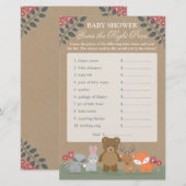 Woodland Florals Baby shower Raad juiste prijs (Voorkant / Achterkant)