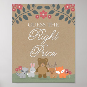 Woodland Florals Baby shower Raad Prijsspelcode Poster