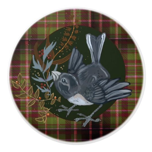 Woodland folaige & Junco Bird Keramische Knop (Voorkant)