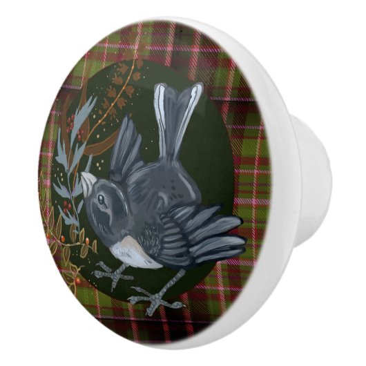 Woodland folaige & Junco Bird Keramische Knop (Rechts)