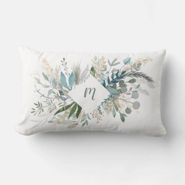 Woodland Foliage met Monogram Kussen (Voorkant)