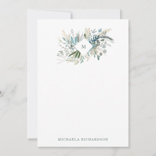 Woodland Foliage met Monogram Notitiekaartje (Voorkant)