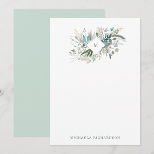 Woodland Foliage met Monogram Notitiekaartje (Voorkant / Achterkant)