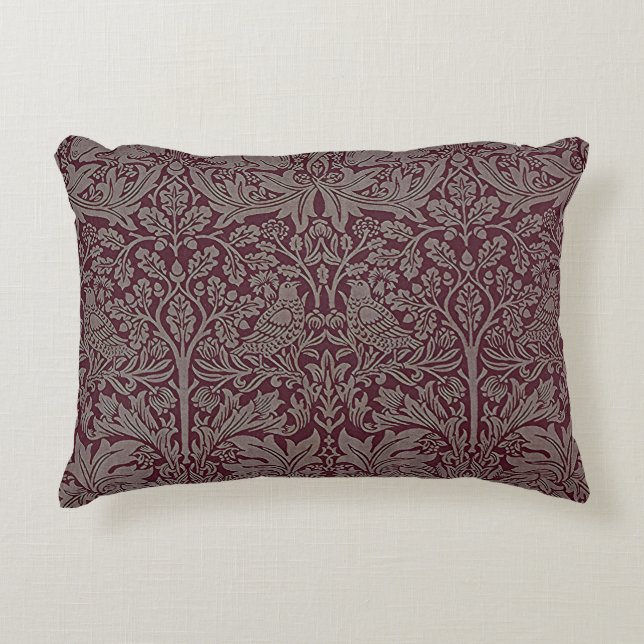 Woodland Foliage Red Rabbit William Morris Pattern Accent Kussen (Voorkant)