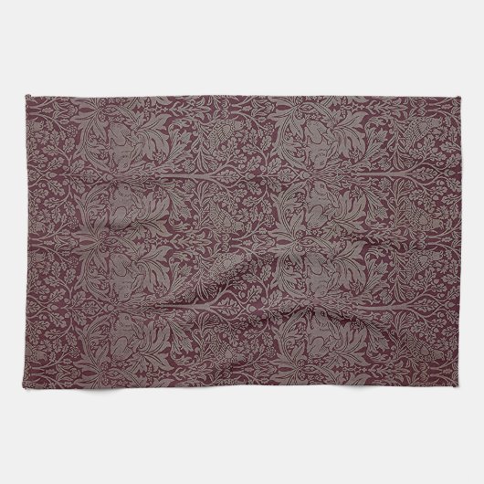 Woodland Foliage Red Rabbit William Morris Pattern Theedoek (Horizontaal)