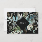 Woodland Foliage Wedding | Zwart RSVP Kaartje (Achterkant)