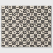 Woodland folk kunstblok print patchwork met eland cadeaupapier (Vlak)