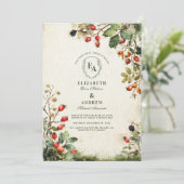 Woodland Foraged Berry Wedding Kaart (Staand voorkant)