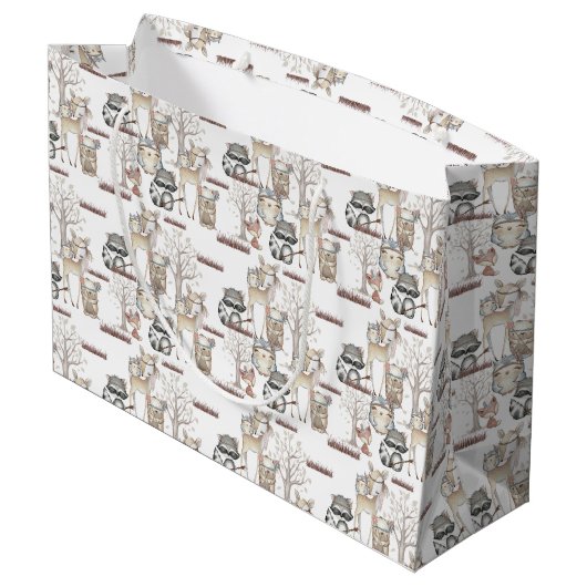 Woodland Forest Animal Babies Groot Cadeauzakje (Achterkant Gekanteld)