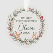 Woodland Forest Animal Baby eerste kerstdag Ornament (voorkant)