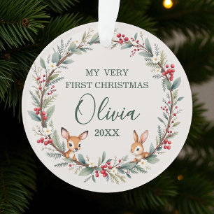 Woodland Forest Animal Baby eerste kerstdag Ornament