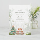 Woodland Forest Animal Baby shower Kaart (Staand voorkant)