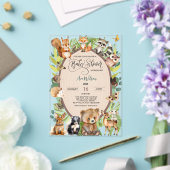 Woodland Forest Animal Baby shower Rustic Greenery Acryl Uitnodigingen (Insitu (Huwelijk))