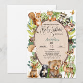 Woodland Forest Animal Baby shower Rustic Greenery Kaart (Voorkant / Achterkant)
