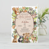 Woodland Forest Animal Baby shower Rustiek Schatti Kaart (Staand voorkant)